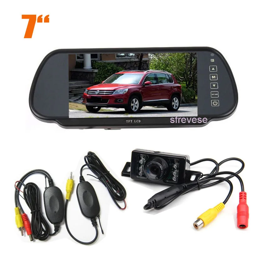 

Беспроводное зеркало заднего вида с функцией ночного видения 7 дюймов