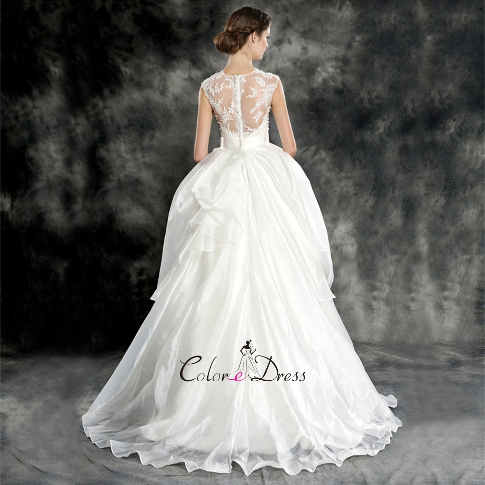 2017 Люкс Кружева Аппликация Лиф O-образным Вырезом Слоновая Кость Белый Бальные