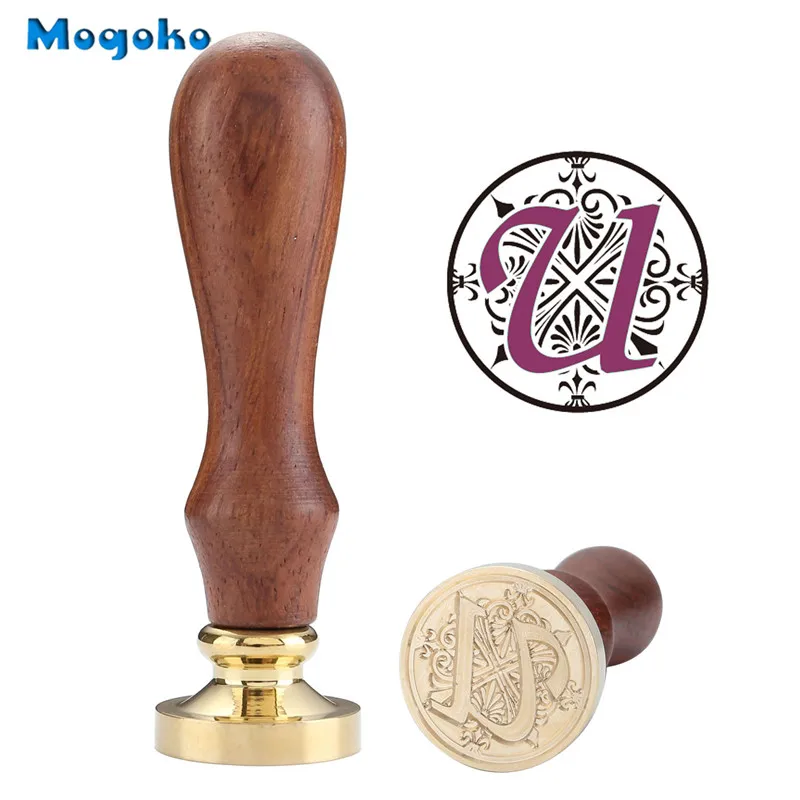 Mogoko 1x винтажная деревянная ручка Ирисы буквы Алфавит воск значок печать воск 26 букв A-Z Скрапбукинг Декор