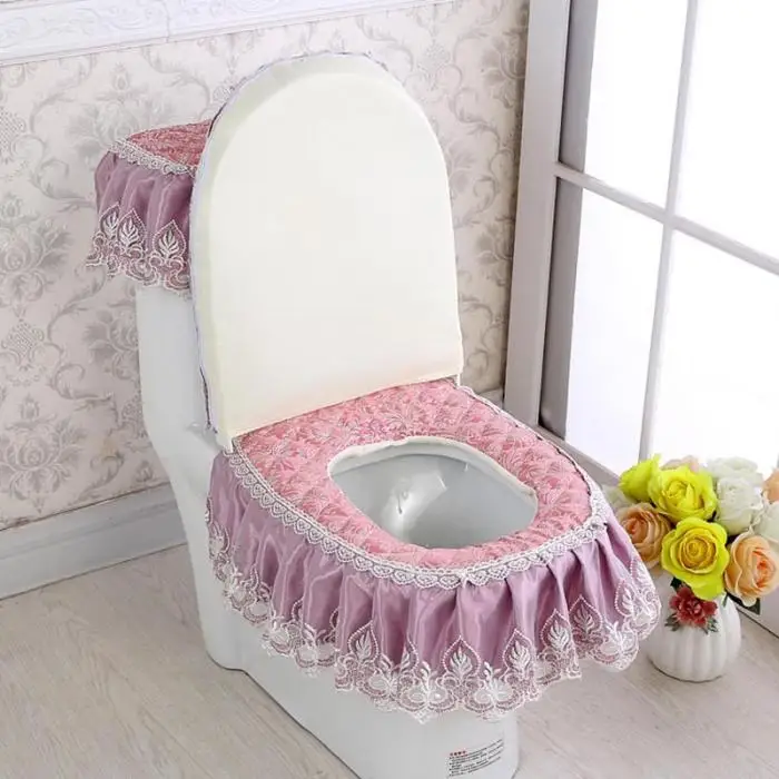 3 шт набор унитаз крышка кружева молния пылезащитный пальто WC прочные декорации коврики YU-Home