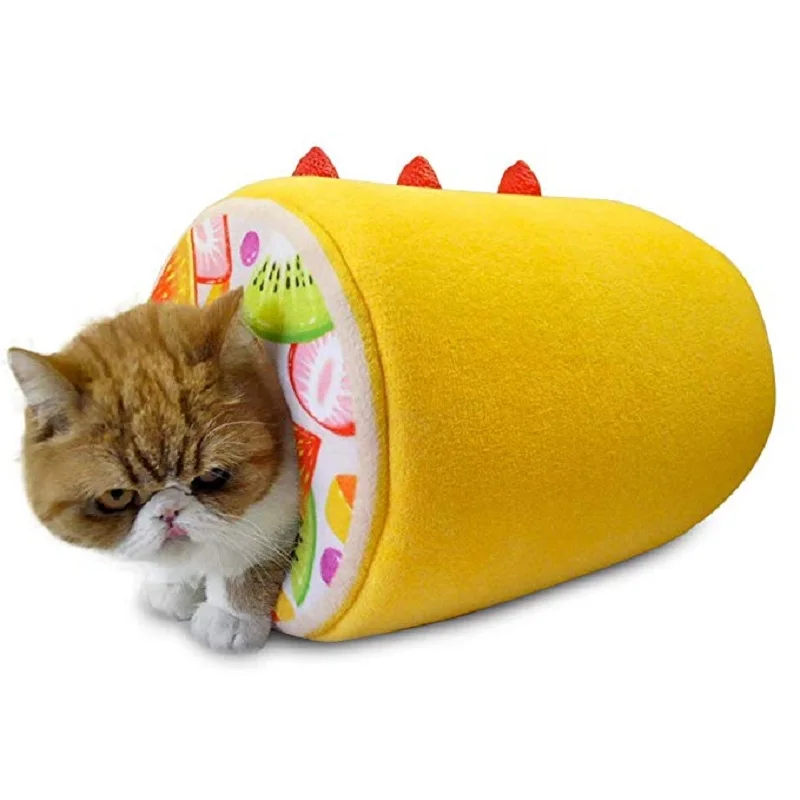 Pet bed plush cake roll cat dog fruit pad winter kennel four seasons general household latest style | Дом и сад