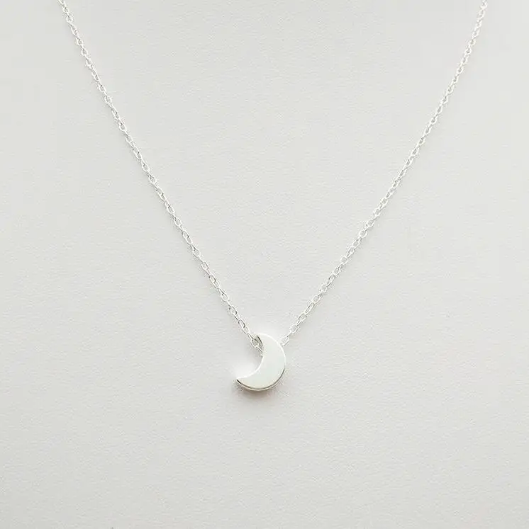 Korean Fashion Simple Gold And Silver Moon Pendant Necklace Clavicle Chain | Украшения и аксессуары