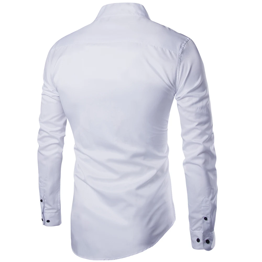 Мужская деловая рубашка Camisa Masculina Повседневная приталенная черного и белого