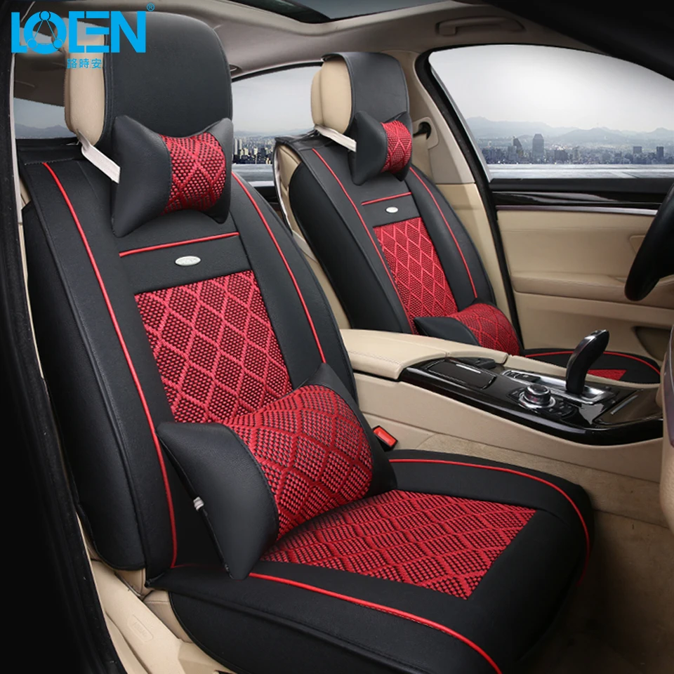 

Набор кожаных подушек для салона автомобиля LOEN, универсальные чехлы для передних и задних сидений, подходят для автомобилей 4-5