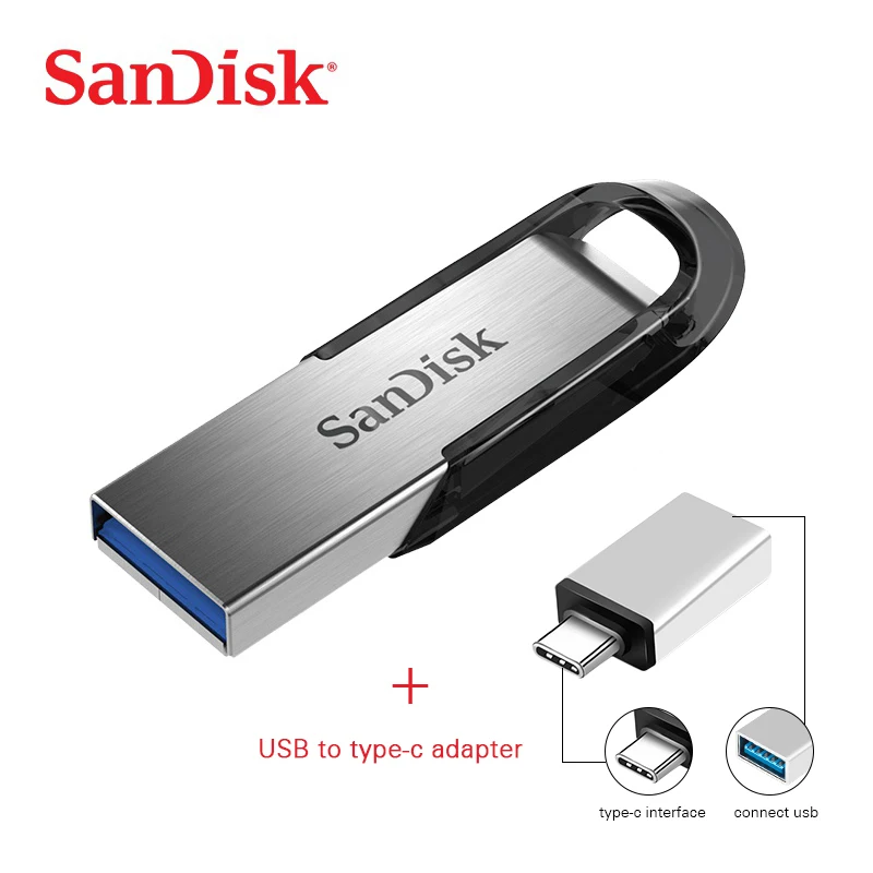 USB with Type-C Флеш-накопитель SanDisk USB 3,0 3,1, 128 ГБ, 64 ГБ, 32 ГБ, 16 ГБ, 130 МБС, ультра чутье, флеш-накопитель, флеш-накопитель, u-диск для ПК - Цвет: USB with Type-C