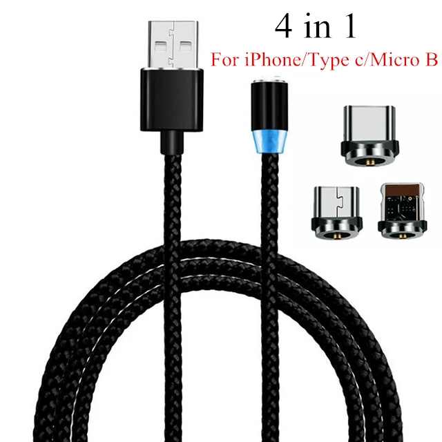 4 in 1 red Магнитный кабель SYRINX Micro usb type-C для iPhone X samsung S9 S8 для Xiaomi зарядный нейлоновый Плетеный Магнит зарядное устройство кабель C - Цвет: 4 in 1 red