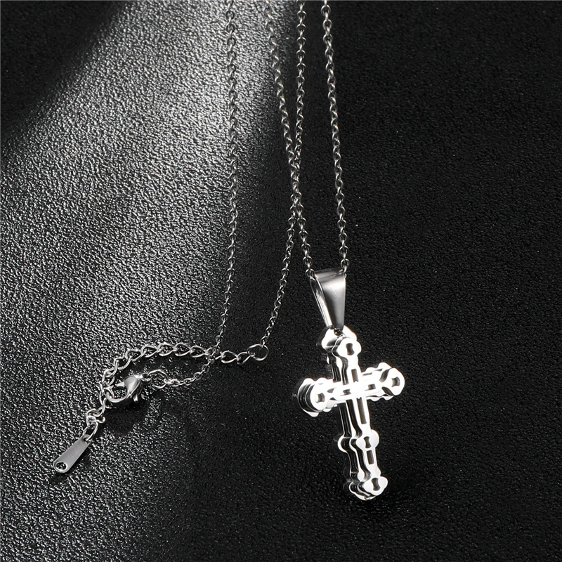 D&ampZ Silver Color Multilayer Cross Pendant Necklace For Men Women Christian Crucifix Chain gift | Украшения и аксессуары