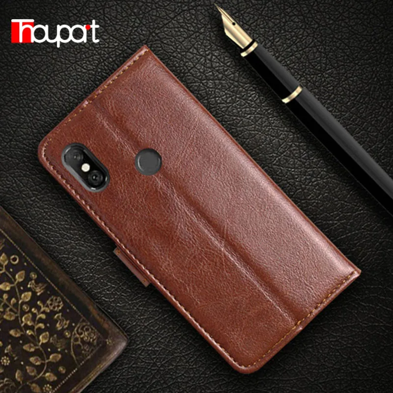 Чехол Thouport для Xiaomi Redmi Note 6 Pro Кожаные чехлы в виде книги кошелек карт Ретро