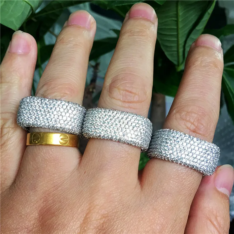 

Vecalon Luxury Lovers Promise Ring 925 sterling silver Micro Pave 450Pcs Zircon Cz Party Wedding band rings for women Jewelry