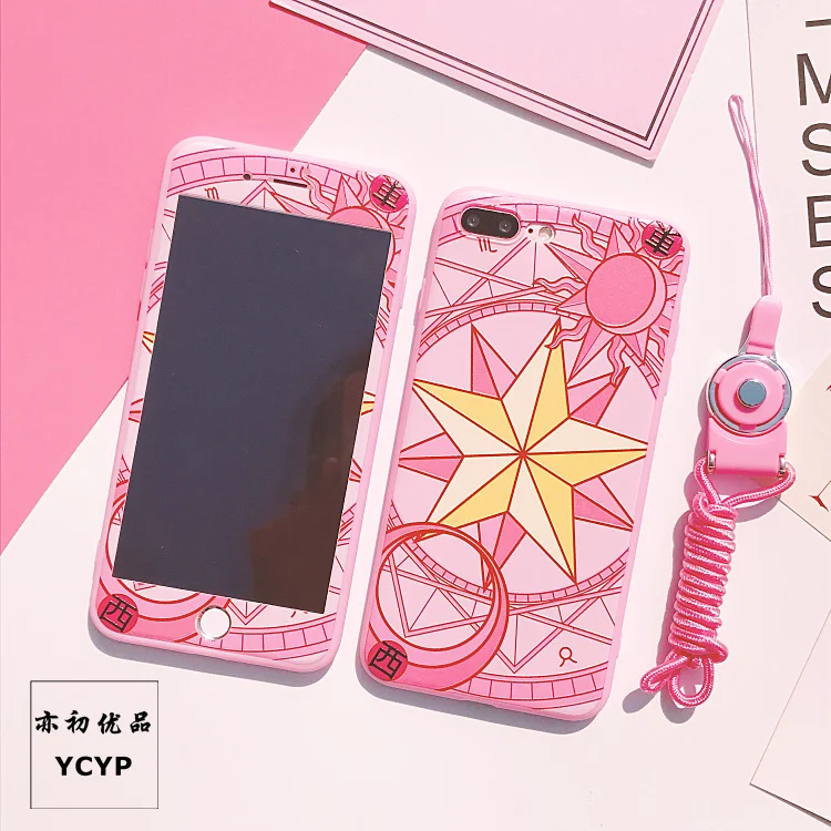 Чехол для iphone 8 8plus Cardcaptor Sakura + пленка экрана из закаленного стекла розовый чехол 6