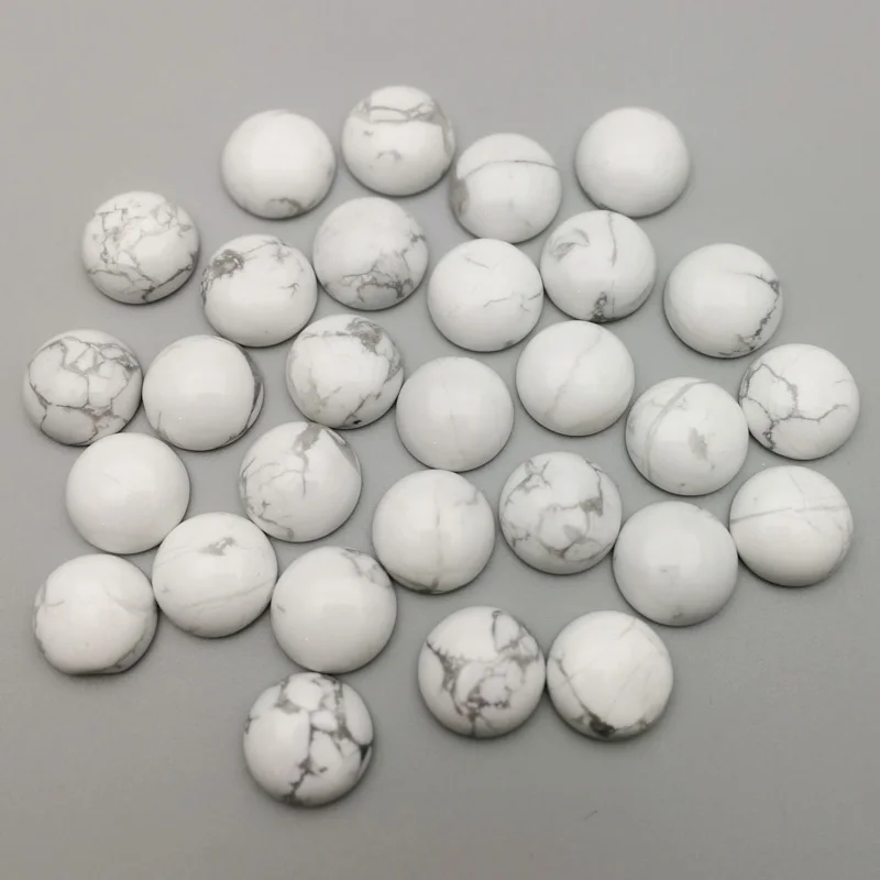 

Wholesale natural white turquoises stone bead charms 14mm round CAB CABOCHON no hole 50pcs Single arc jewelry accsories