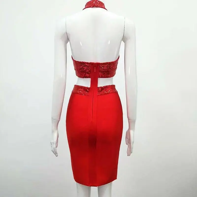 Новые женские роскошные пикантные выдалбливают Холтер бежевый синий и красный