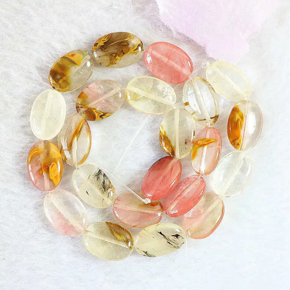 

Fashion watermelon Tourmaline 13x18mm oval Shape new diy jewelry round loose Beads 15" B494