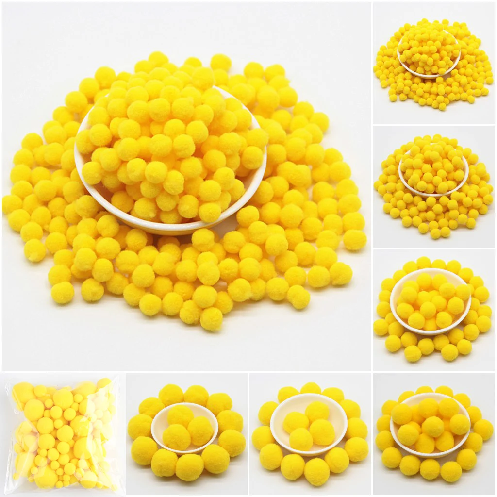 Yellow Pompoms 8/10/15/20/30mm Soft Pom Poms Balls Fur Plush