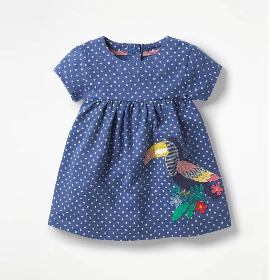 Jumping meters brand new designed summer dresses kids top quality cartoon dress with applique some lovely dinosaurs hot selling | Детская