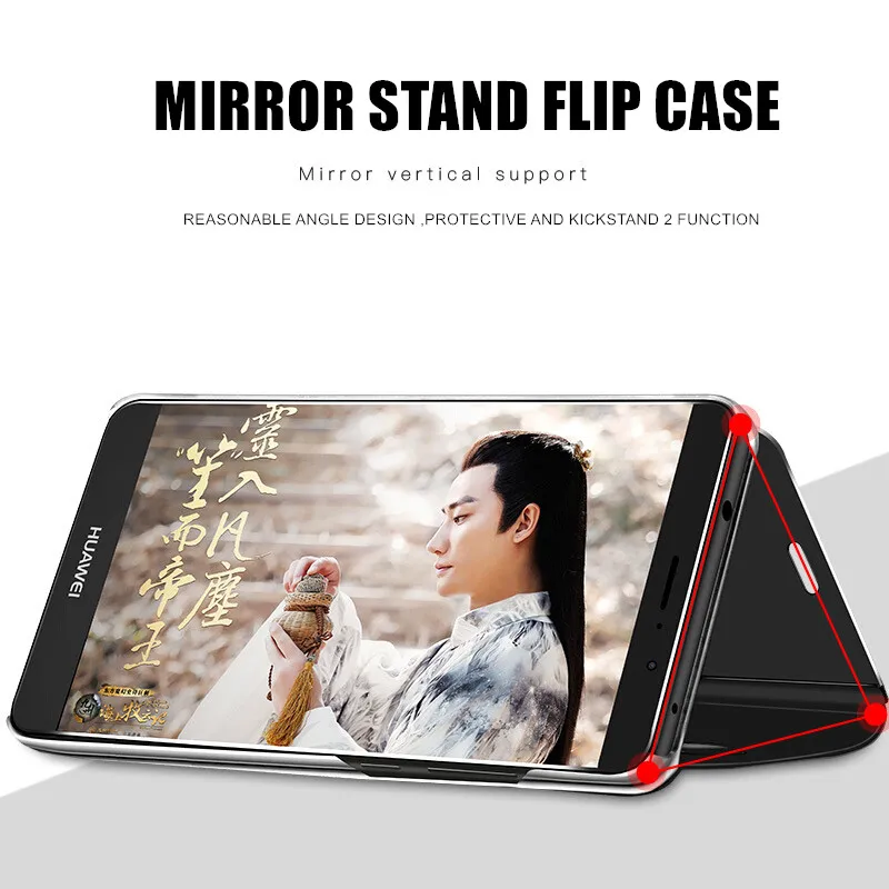 Умный зеркальный флип чехол для huawei Y6 Y7 Prime Y9 2018 2019 mate 10 Lite P30 Pro Чехол honor 7C 7A 8X10 Nova 2i 3