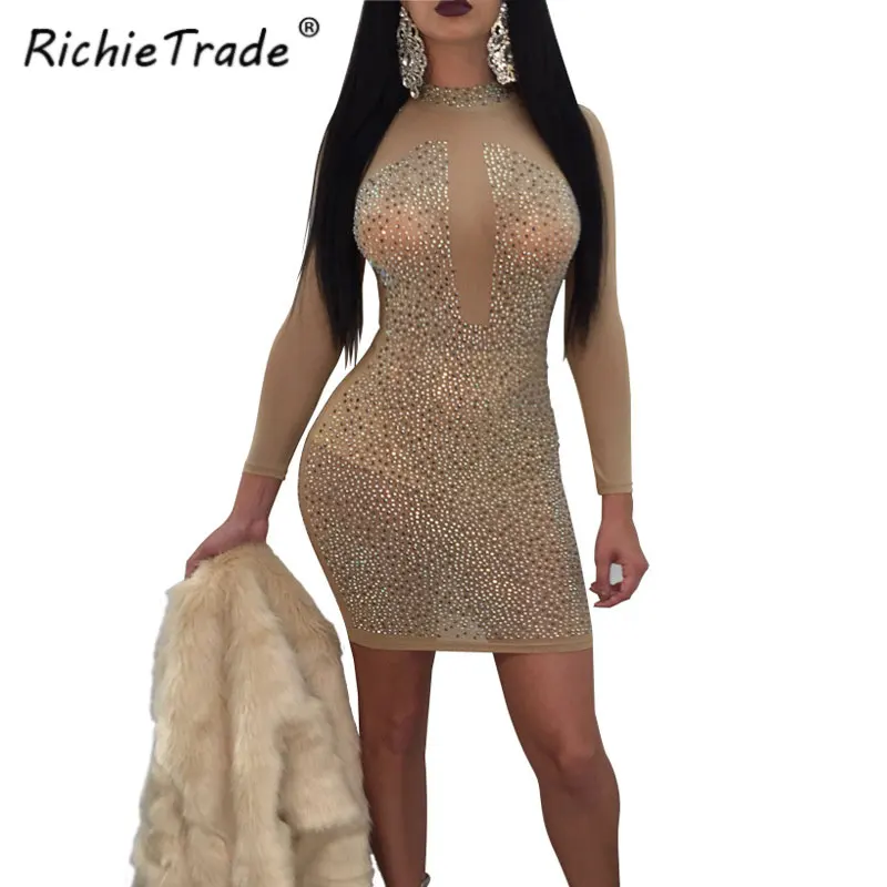 Richietrade сплошной черный Женское платье пикантные с длинным рукавом Весна