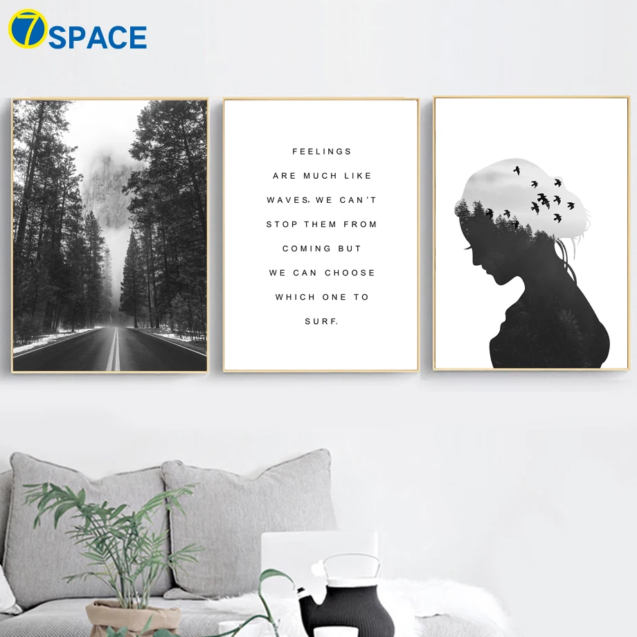 7-Space Forest Landscape Wall Art Print Canvas Painting Nordic Posters And Prints Pictures For Living Room Decor | Дом и сад