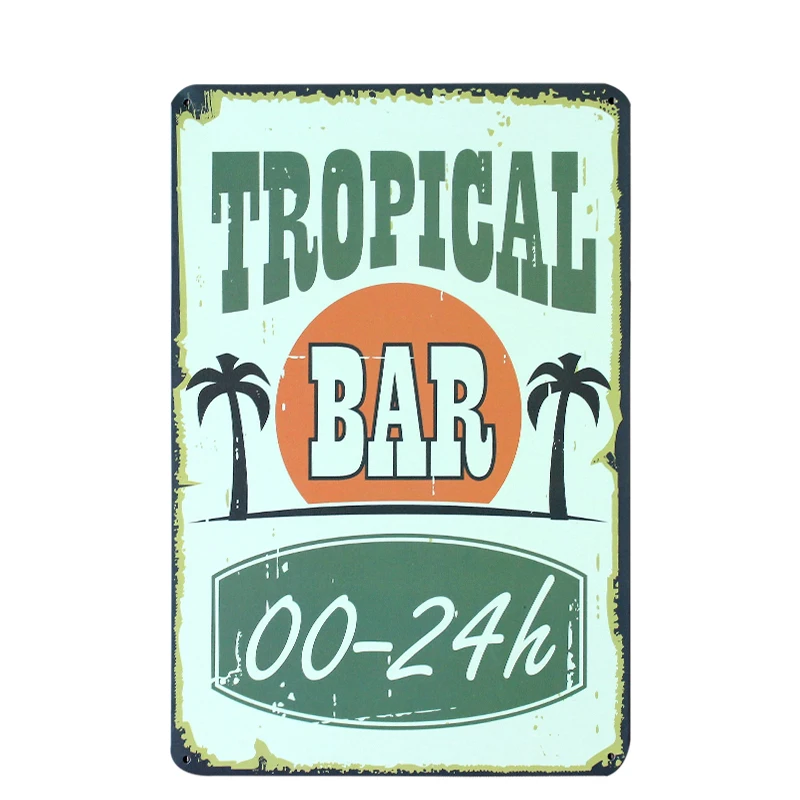 Винтажные металлические вывески Tiki Bar с открытой повязкой для дома и бара