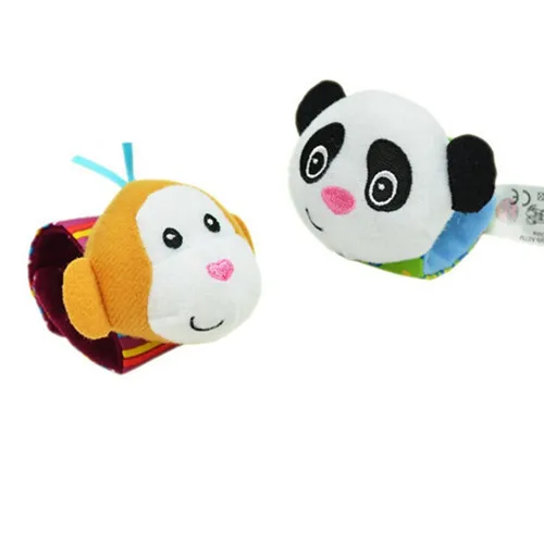 SZ02 Monkey Panda 2 шт. в партии; детские погремушки игрушки колокольчики для кроватки Детские ручные колокольчики успокаивать младенцев игрушки подарок новорожденному SZ03 - Цвет: SZ02 Monkey Panda