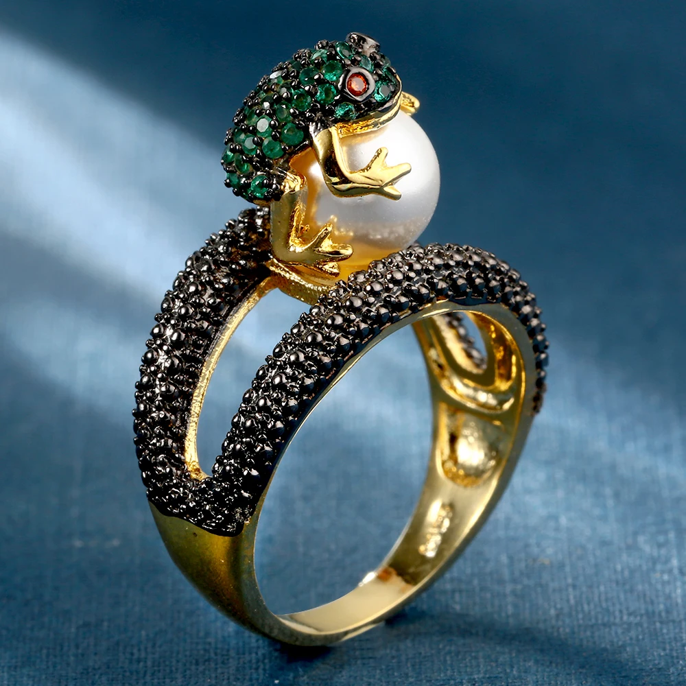 Женские кольца с микро цирконием круглые на пальцы золотого цвета|pearl ring|finger ringrings
