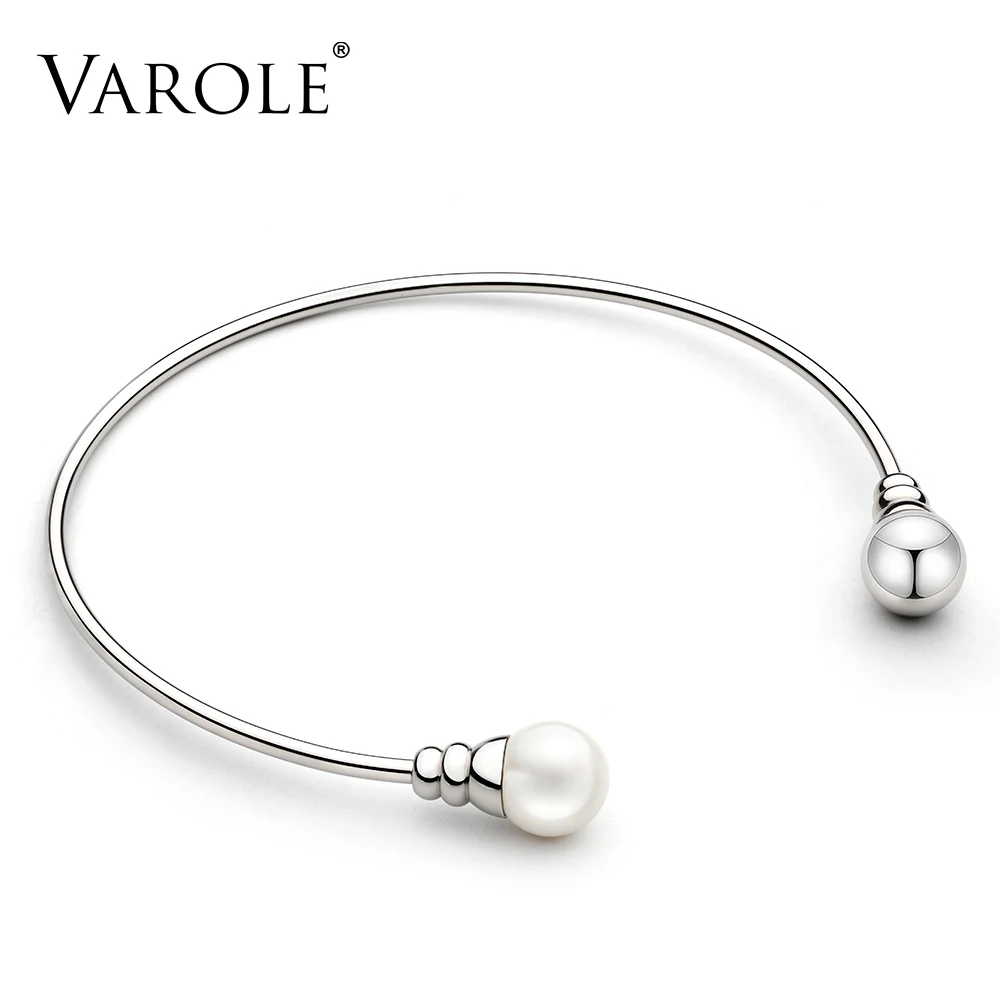 Silver Color Колье VAROLE, колье с жемчугом и бусинами, золотое ожерелье, колье из нержавеющей стали для женщин, Ювелирное колье - Окраска металла: Silver Color