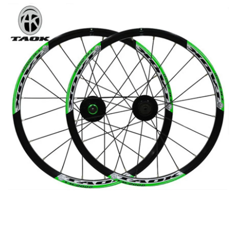Black green TAOK горное колесо группа MTB велосипед маленький складной велосипед 20 дюймов 406 колесо Набор 20 отверстий диск тормозной карты fly hub - Цвет: Black green