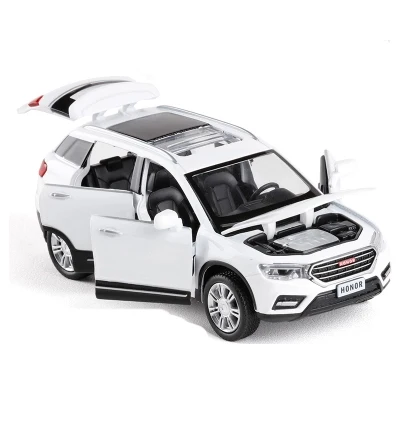 Высокая имитация 1:32 Масштаб Honor H6 SUV Сплав Вытяните назад модель автомобиля игрушка с открытыми дверями звуковой светильник для детей игрушка в подарок