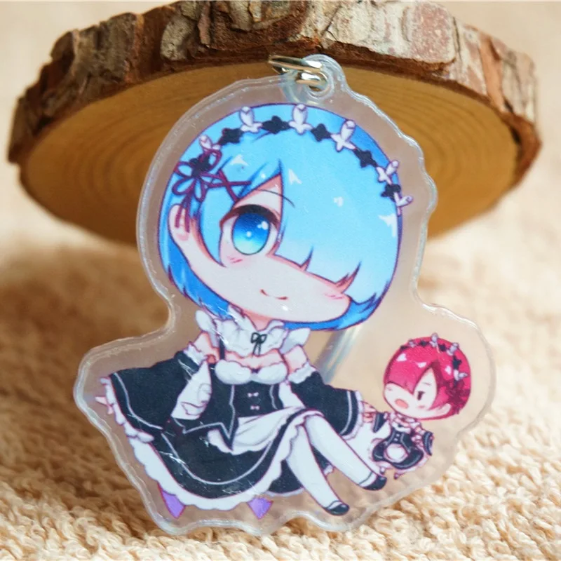 24 шт/лот аниме RE Zero Action брелок в виде фигуры двухсторонний рам и рем Синий Красный