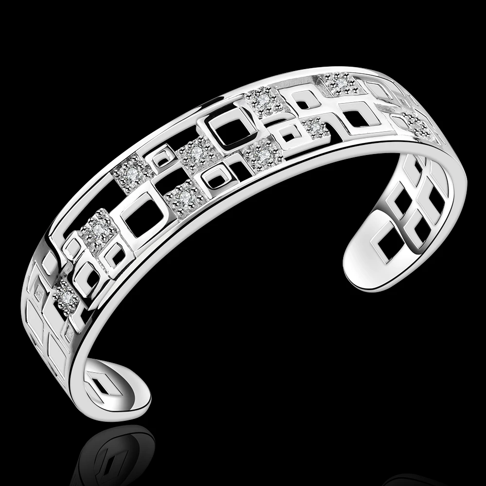 Высокое качество покрытием Серебряный квадрат Кристалл женские браслеты