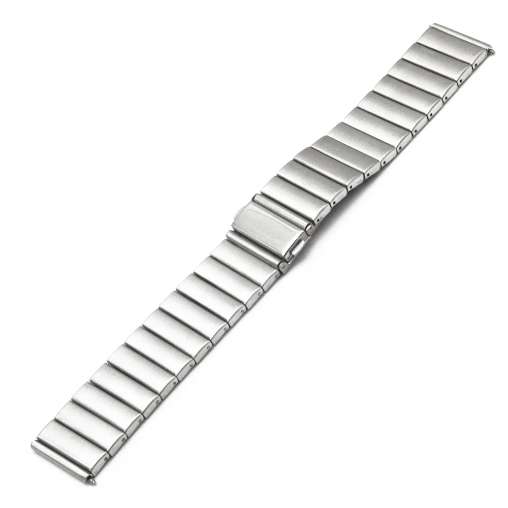 Stainless Steel Watch Band 22mm for Samsung Gear 2 R380 / R381 / R382 Folding Clasp Strap Loop Wrist Belt Bracelet Black Silver