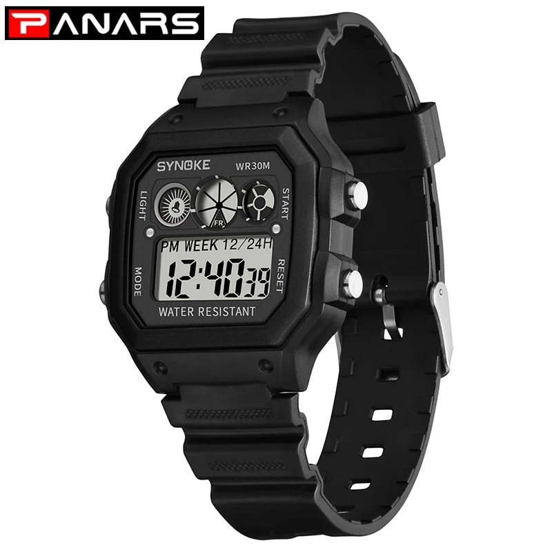 Plastic Black Студенческие спортивные часы старшеклассники для мальчиков и девочек подростковые часы 50 м водонепроницаемые с металлическим пластиковым ремешком montre enfant - Цвет: Plastic Black