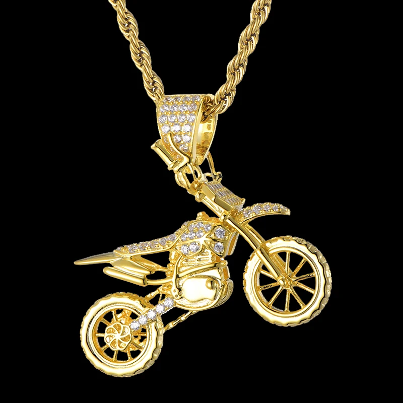 Полный AAA Iced Out Bling CZ кубический циркон медь крутые мотоциклетные подвески и ожерелья для мужчин хип хоп ювелирные изделия