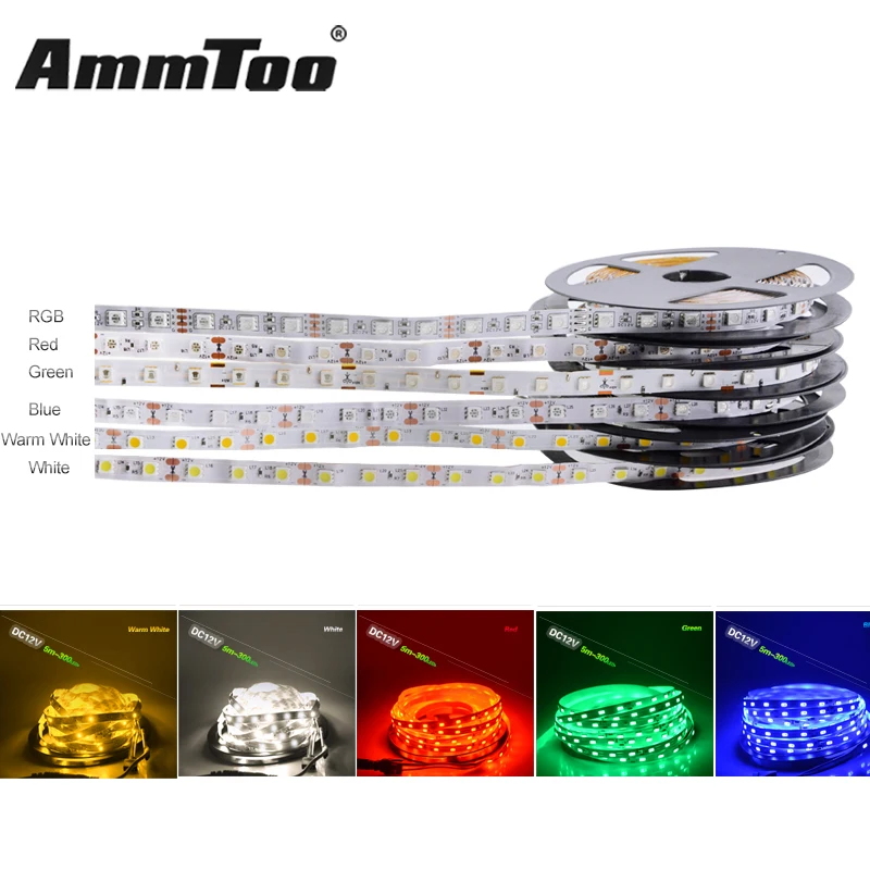 5 м 300 светодиодов 5050SMD RGB Светодиодная лента не Водонепроницаемая гибкая веревка