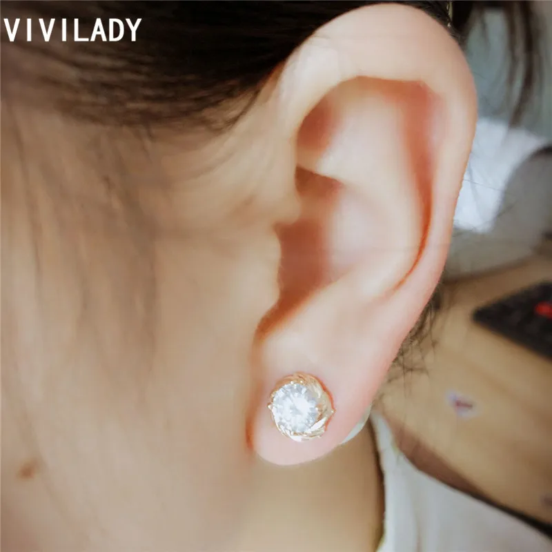 VIVILADY модные милые Двухсторонние серьги гвоздики с искусственным жемчугом и