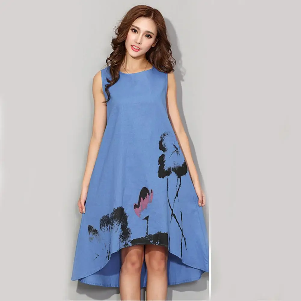 

Женское винтажное платье до колен, в традиционном китайском стиле, с цветочным принтом лотоса