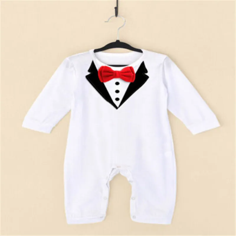 Fashion Toddlder Newbore Baby Boy Formal Suit Party Wedding Tuxedo Gentleman Short Sleeve Romper Jumpsuit Outfit Clothes Wear |