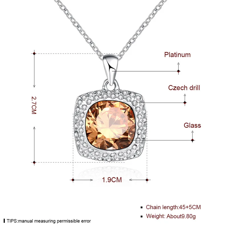 Цепочки и ожерелья из AKN067-B fine jewelry с серебряным покрытием цвета шампанским камня