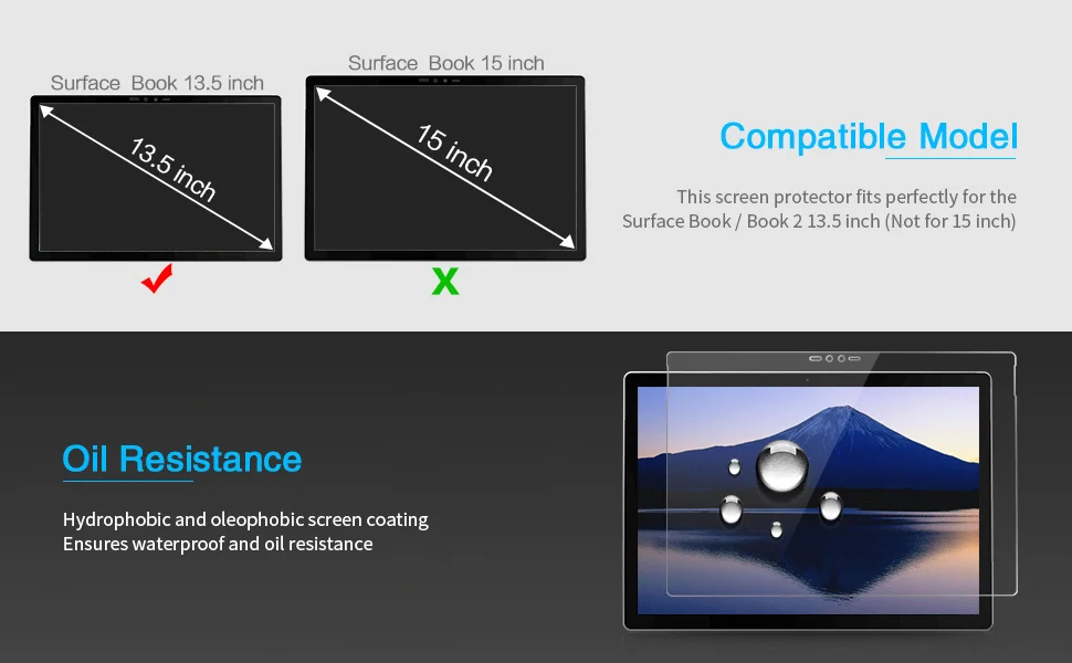 MEGOO Surface Book 2 защита экрана из закаленного стекла совместима с microsoft Surface Book/Book 2 13,5 дюйма