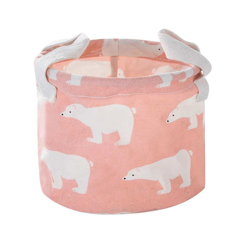 Pink bear R Seluna, настольная корзина для хранения, милый Принт, водонепроницаемый органайзер, хлопок, белье, коробка для хранения мелочей, шкаф, нижнее белье, сумка для хранения - Цвет: Pink bear R