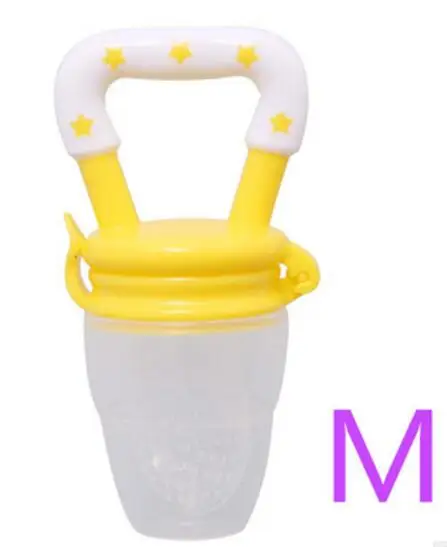 yellow white M Свежая пищевая фидерная пустышка для кормления, пустышка, укусы для кормления, безопасные детские продукты, соска для сосков - Цвет: yellow white M