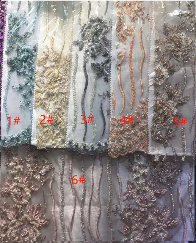 New high quality wedding dress fabric beads decorated embroidery embossed tulle lace 04255 African Nigerian | Дом и сад