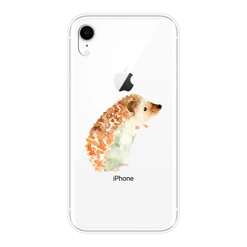 Силиконовый чехол для телефона iPhone X XR XS MAX 8 7 6 S Kawaii ежик сердце любовь милая