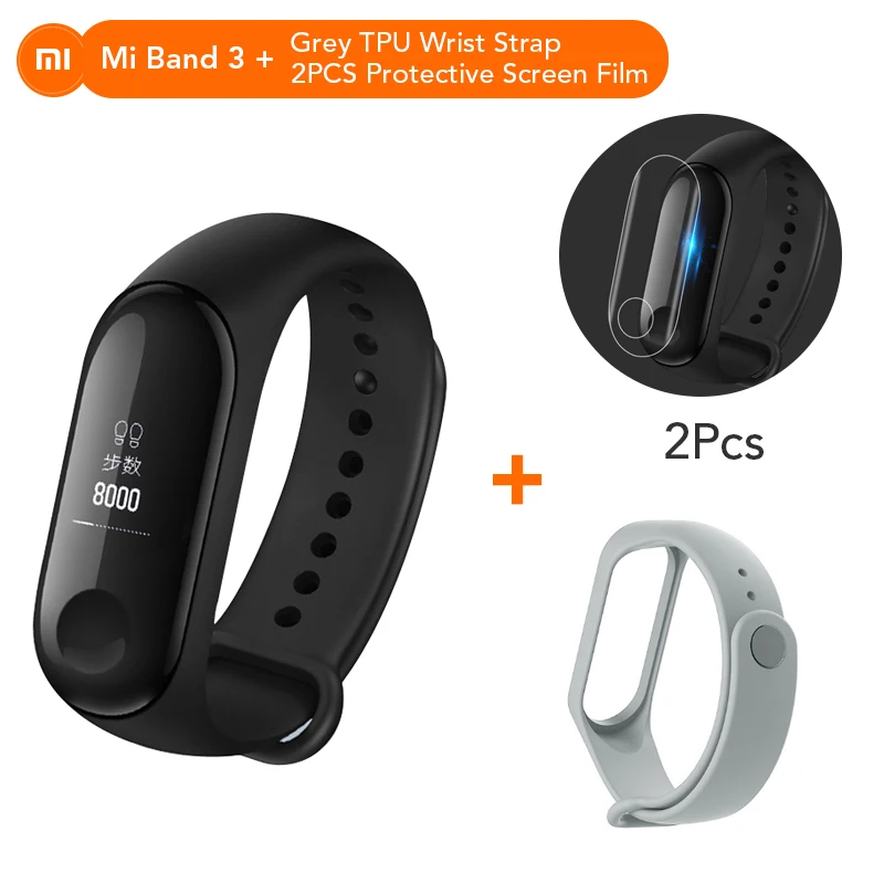 CN Add Gray Strap Mi Band 3 NFC версия Xio mi монитор сердечного ритма умный спортивный браслет OLED mi band 3 Smartband многоцветные ремни - Цвет: CN Add Gray Strap