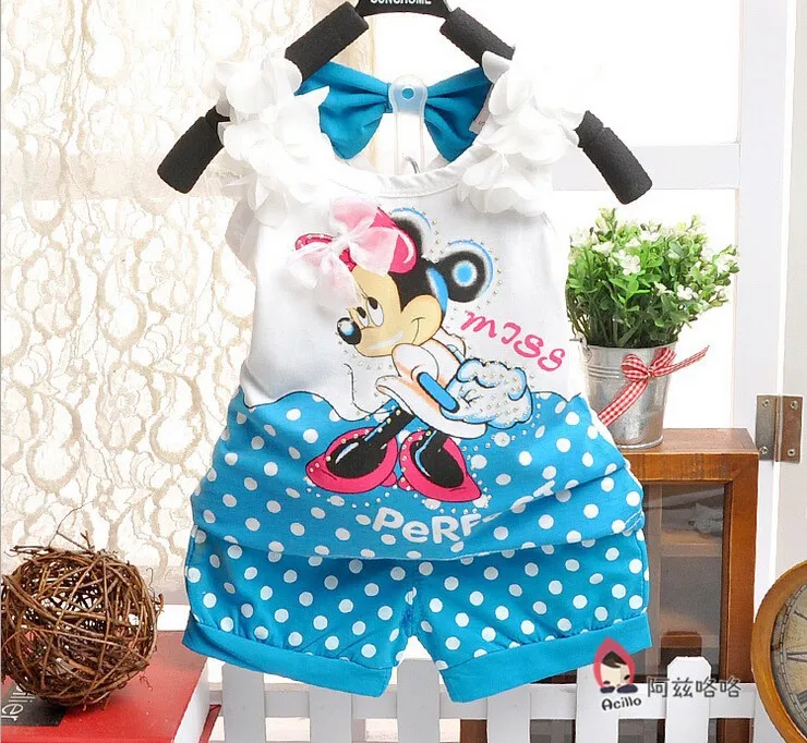 2017 Минни Маус Новорожденные летняя одежда для девочек комплект одежды детей