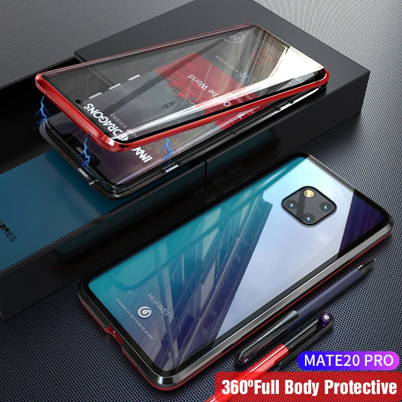 Передний и задний стеклянный Магнитный чехол для huawei mate 20 Pro, чехол 360, прозрачный жесткий чехол для huawei mate 20Pro, чехол mate 20Pro