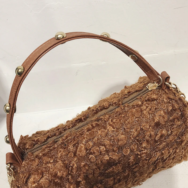 Модные женские туфли плюшевые Сумки сумки на плечо Повседневное велюр большой