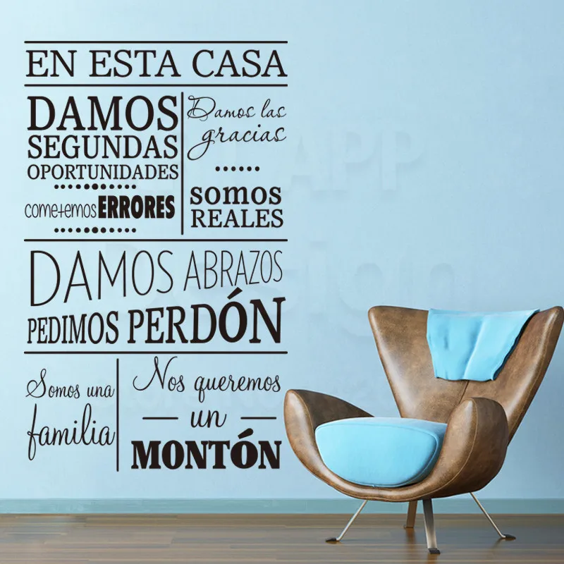 

Art New Design house decor Vinyl Spanish Home rules words Wall Decals removable room decoration family quote character Sticker