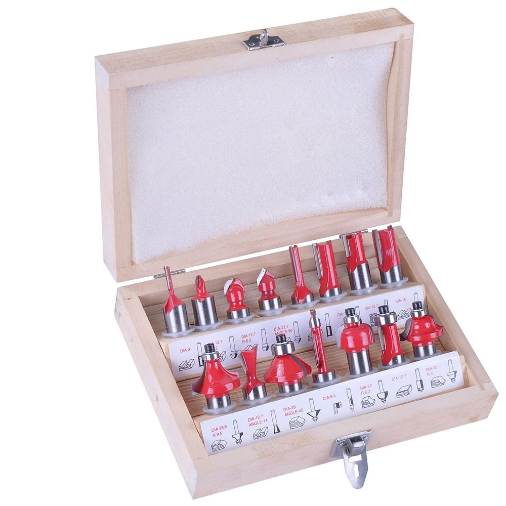 

free shipping 15pcs Milling Cutter Router Bit Set 8mm Wood Cutter Carbide Shank Mill Woodworking Engraving Cutting Tools