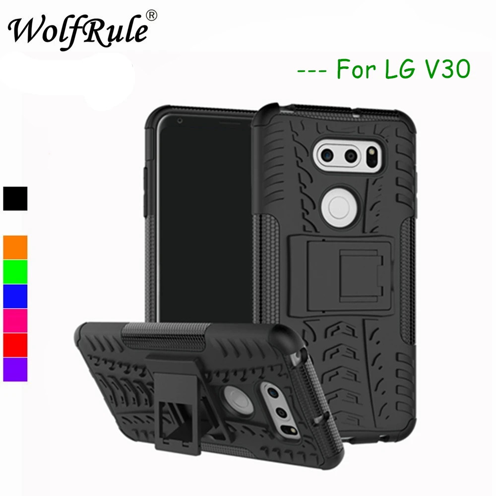 WolfRule For Phone Case LG V30 Cover Shockproof Silicone + Plastic Kickstand Case For LG V30 Case For LGV30 V 30 Mobile Shell